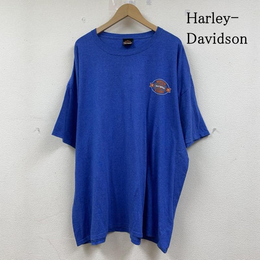 ハーレーダビッドソン Harley-Davidson Tシャツ 半袖 半袖 Tシャツ 両面プリント クルーネック シャツ カットソー バイカー バイク ロゴ、文字 X プリント 青 / ブルー / blue メンズ USED 古着 中古 50141211