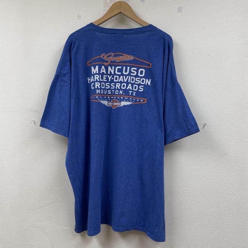 ハーレーダビッドソン Harley-Davidson Tシャツ 半袖 半袖 Tシャツ 両面プリント クルーネック シャツ カットソー バイカー バイク ロゴ、文字 X プリント 青 / ブルー / blue メンズ USED 古着 中古 50141211