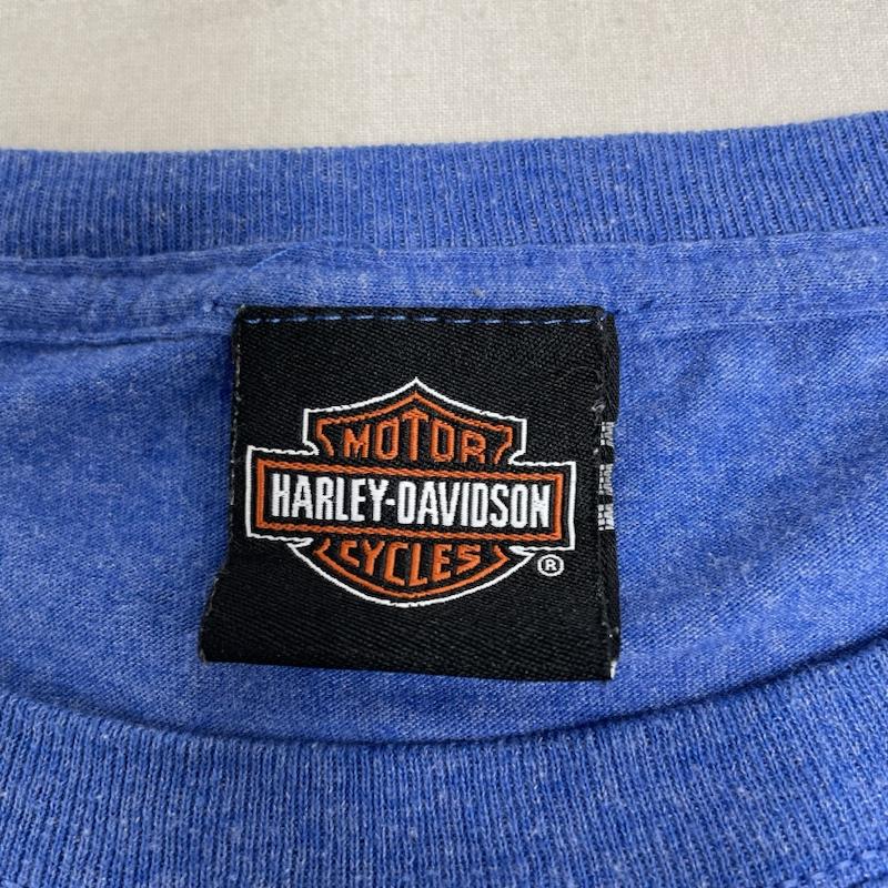 ハーレーダビッドソン Harley-Davidson Tシャツ 半袖 半袖 Tシャツ 両面プリント クルーネック シャツ カットソー バイカー バイク ロゴ、文字 X プリント 青 / ブルー / blue メンズ USED 古着 中古 50141211