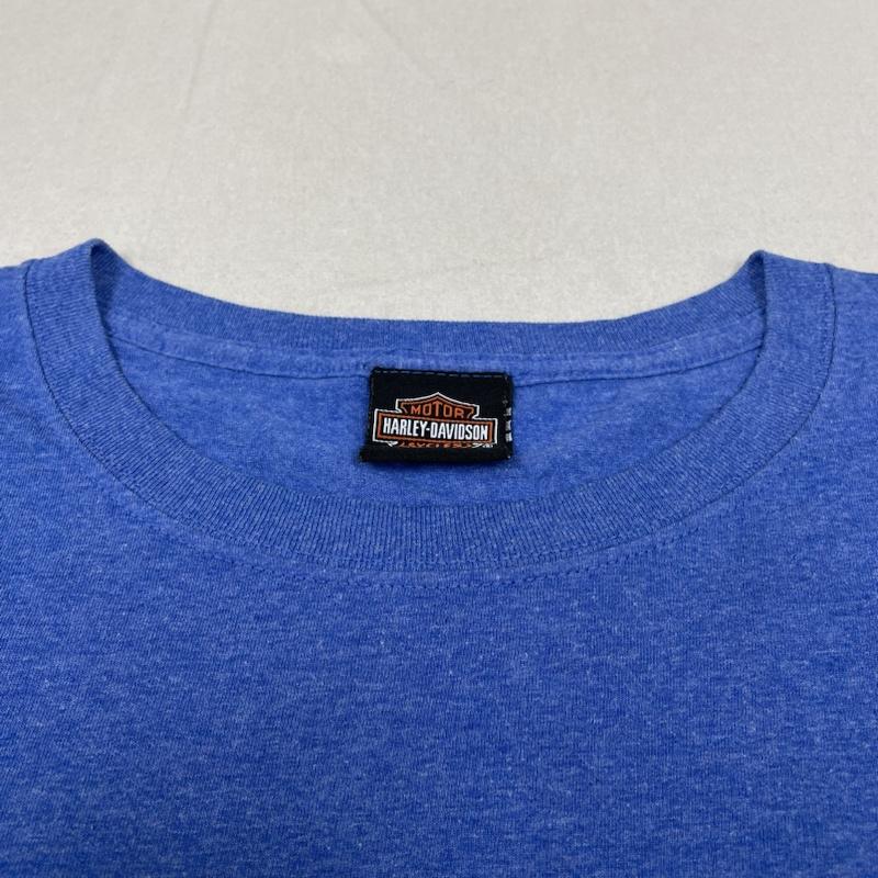 ハーレーダビッドソン Harley-Davidson Tシャツ 半袖 半袖 Tシャツ 両面プリント クルーネック シャツ カットソー バイカー バイク ロゴ、文字 X プリント 青 / ブルー / blue メンズ USED 古着 中古 50141211