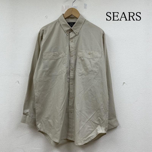 シアーズ SEARS シャツ、ブラウス 長袖 80s ヴィンテージ 長袖 シャツ ブラウス Shirt ロングスリーブ 胸ポケット ボタン タグ付き 無地 M 無地 ベージュ / ベージュ / beige メンズ USED 古着 中古 50141214