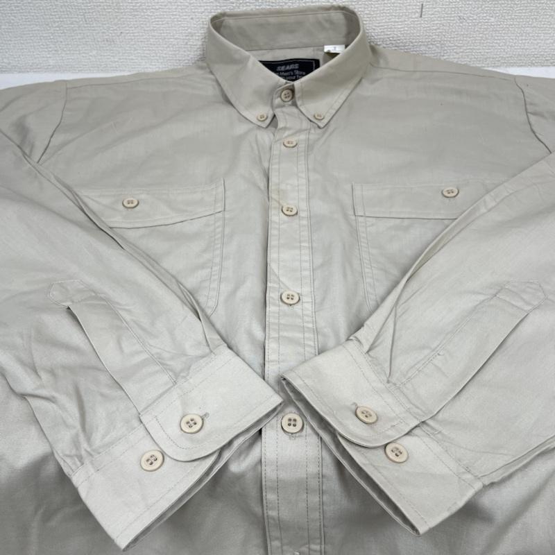 シアーズ SEARS シャツ、ブラウス 長袖 80s ヴィンテージ 長袖 シャツ ブラウス Shirt ロングスリーブ 胸ポケット ボタン タグ付き 無地 M 無地 ベージュ / ベージュ / beige メンズ USED 古着 中古 50141214
