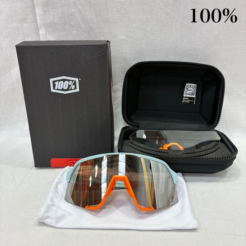 古着 USED めがね・サングラス サングラス (60005-00003)100% ワンハンドレッド S3 Soft Tact Two Tone HiPER Silver Mirror Lens ロゴ、文字 水色 / ライトブルー / X 橙 / オレンジ / orange メンズ USED 古着 中古 50141217