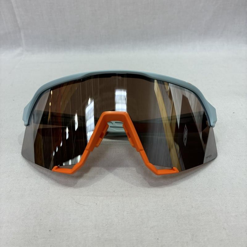 古着 USED めがね・サングラス サングラス (60005-00003)100% ワンハンドレッド S3 Soft Tact Two Tone HiPER Silver Mirror Lens ロゴ、文字 水色 / ライトブルー / X 橙 / オレンジ / orange メンズ USED 古着 中古 50141217