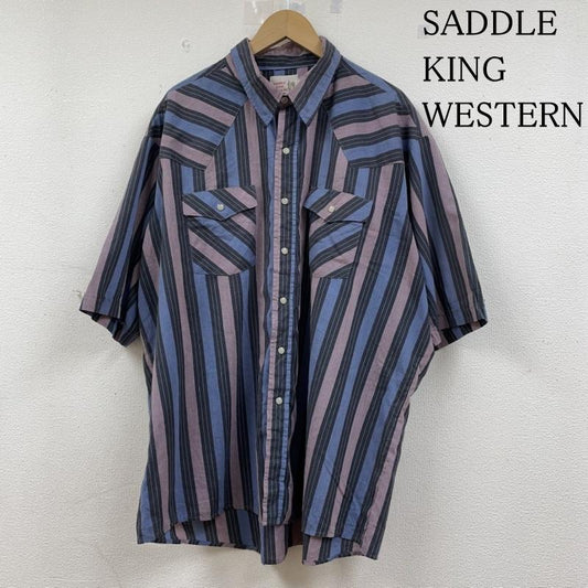 古着 USED シャツ、ブラウス 半袖 80s 80年代 SADDLE KING WESTERN 半袖 ウエスタンシャツ ブラウス 胸ポケット ボタン ストライプ USA製 大きめ サイズ2XL - ストライプ マルチカラー / マルチカラー / multicolor メンズ USED 古着 中古 50141238