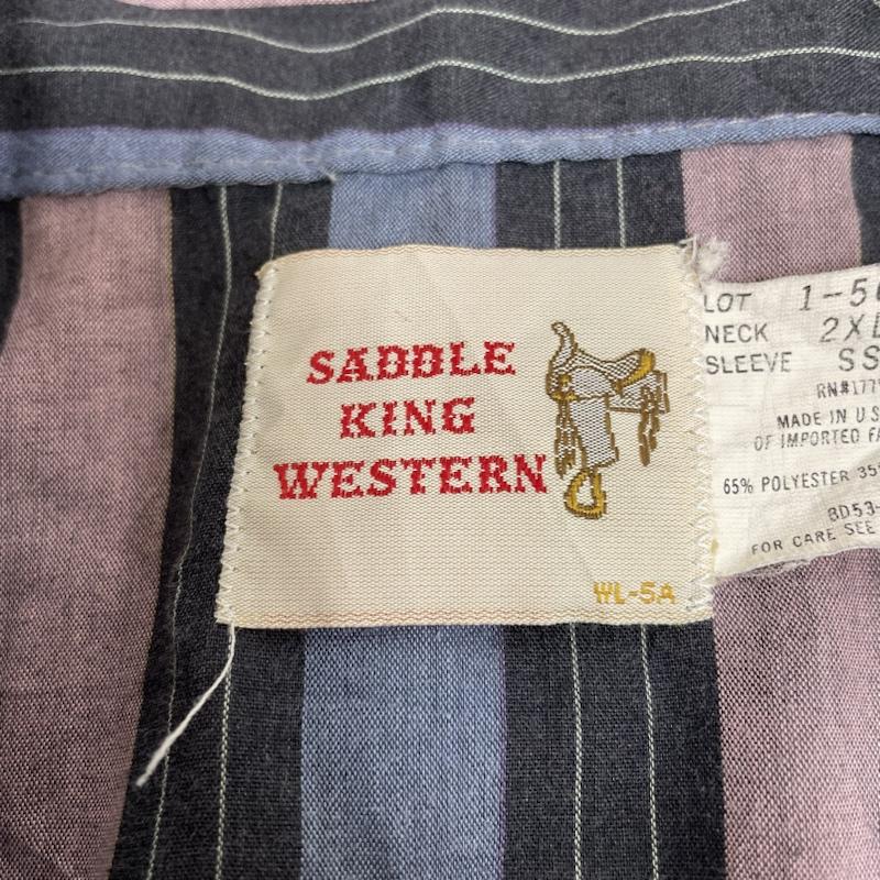 古着 USED シャツ、ブラウス 半袖 80s 80年代 SADDLE KING WESTERN 半袖 ウエスタンシャツ ブラウス 胸ポケット ボタン ストライプ USA製 大きめ サイズ2XL - ストライプ マルチカラー / マルチカラー / multicolor メンズ USED 古着 中古 50141238