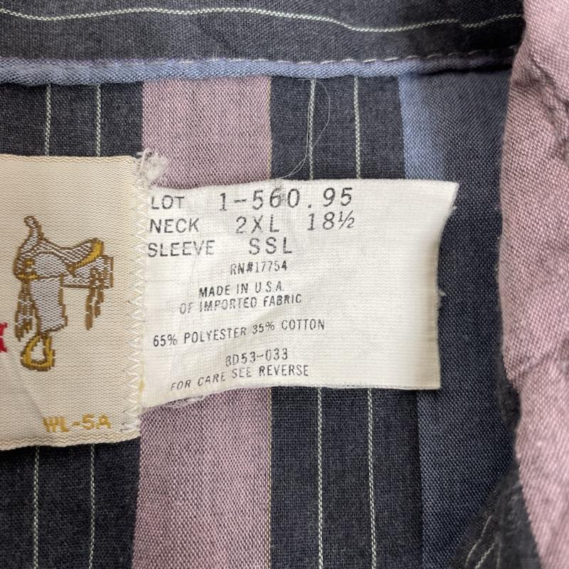古着 USED シャツ、ブラウス 半袖 80s 80年代 SADDLE KING WESTERN 半袖 ウエスタンシャツ ブラウス 胸ポケット ボタン ストライプ USA製 大きめ サイズ2XL - ストライプ マルチカラー / マルチカラー / multicolor メンズ USED 古着 中古 50141238