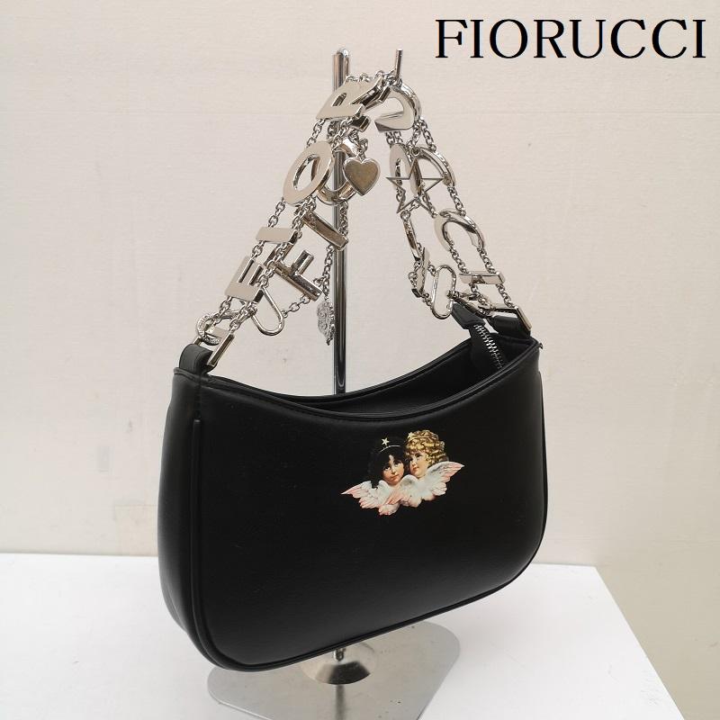 フィオルッチ FIORUCCI ハンドバッグ ハンドバッグ 天使 エンジェル ショルダー バッグ ロゴ ショルダー - 黒 / ブラック / black X 金 / ゴールド / gold color レディース USED 古着 中古 50141258