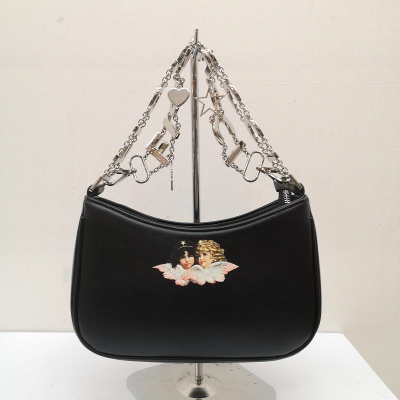 フィオルッチ FIORUCCI ハンドバッグ ハンドバッグ 天使 エンジェル ショルダー バッグ ロゴ ショルダー - 黒 / ブラック / black X 金 / ゴールド / gold color レディース USED 古着 中古 50141258