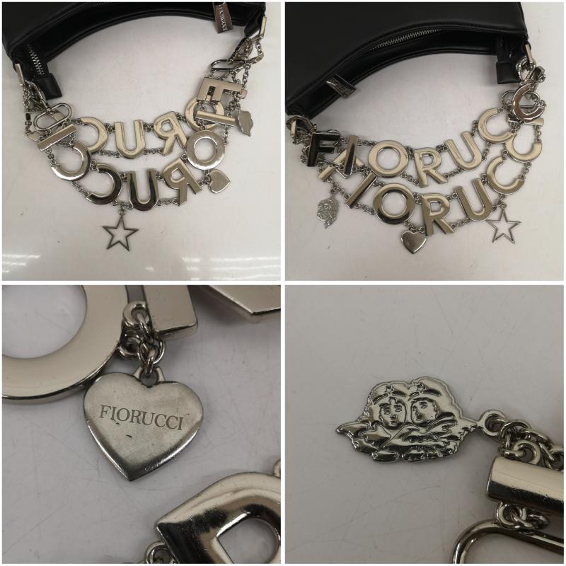 フィオルッチ FIORUCCI ハンドバッグ ハンドバッグ 天使 エンジェル ショルダー バッグ ロゴ ショルダー - 黒 / ブラック / black X 金 / ゴールド / gold color レディース USED 古着 中古 50141258