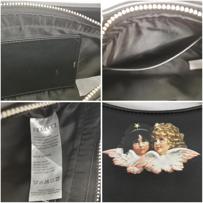 フィオルッチ FIORUCCI ハンドバッグ ハンドバッグ 天使 エンジェル ショルダー バッグ ロゴ ショルダー - 黒 / ブラック / black X 金 / ゴールド / gold color レディース USED 古着 中古 50141258