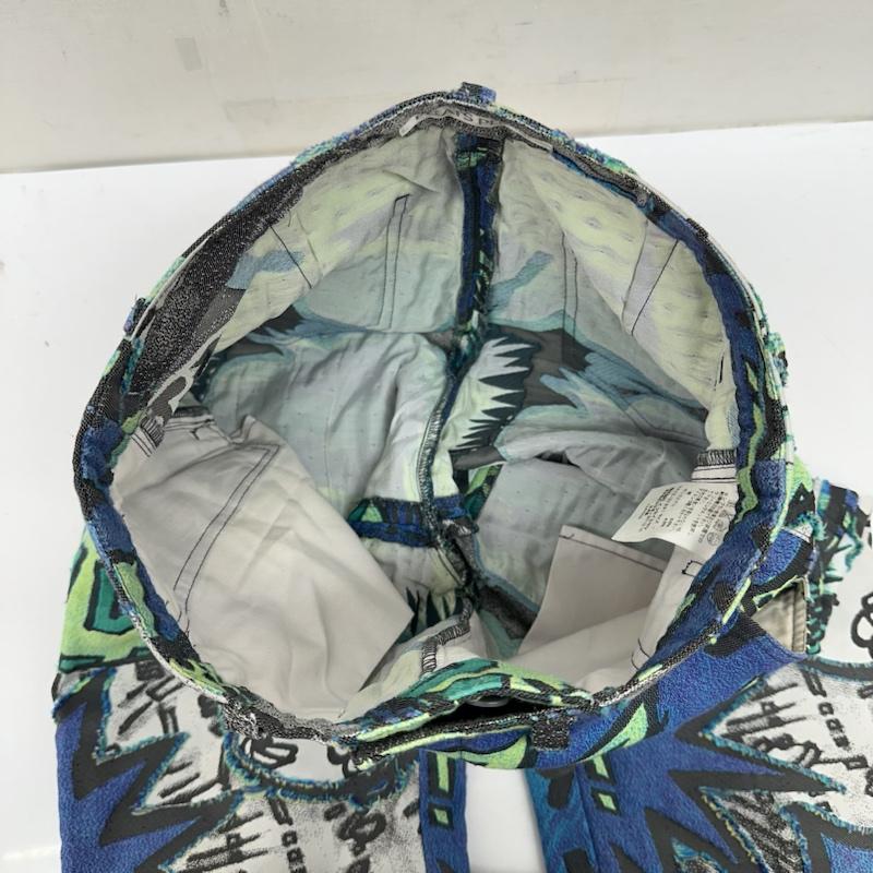 プリーツプリーズ PLEATS PLEASE パンツ ワークパンツ、ペインターパンツ ISSEY MIYAKE コミック 吹き出し 総柄 フリンジ パンツ PP72-ZF891 1 青 / ブルー / blue X 緑 / グリーン / green X マルチカラー / マルチカラー / multicolor レディース USED 古着 中古 50141274