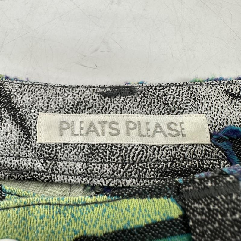 プリーツプリーズ PLEATS PLEASE パンツ ワークパンツ、ペインターパンツ ISSEY MIYAKE コミック 吹き出し 総柄 フリンジ パンツ PP72-ZF891 1 青 / ブルー / blue X 緑 / グリーン / green X マルチカラー / マルチカラー / multicolor レディース USED 古着 中古 50141274