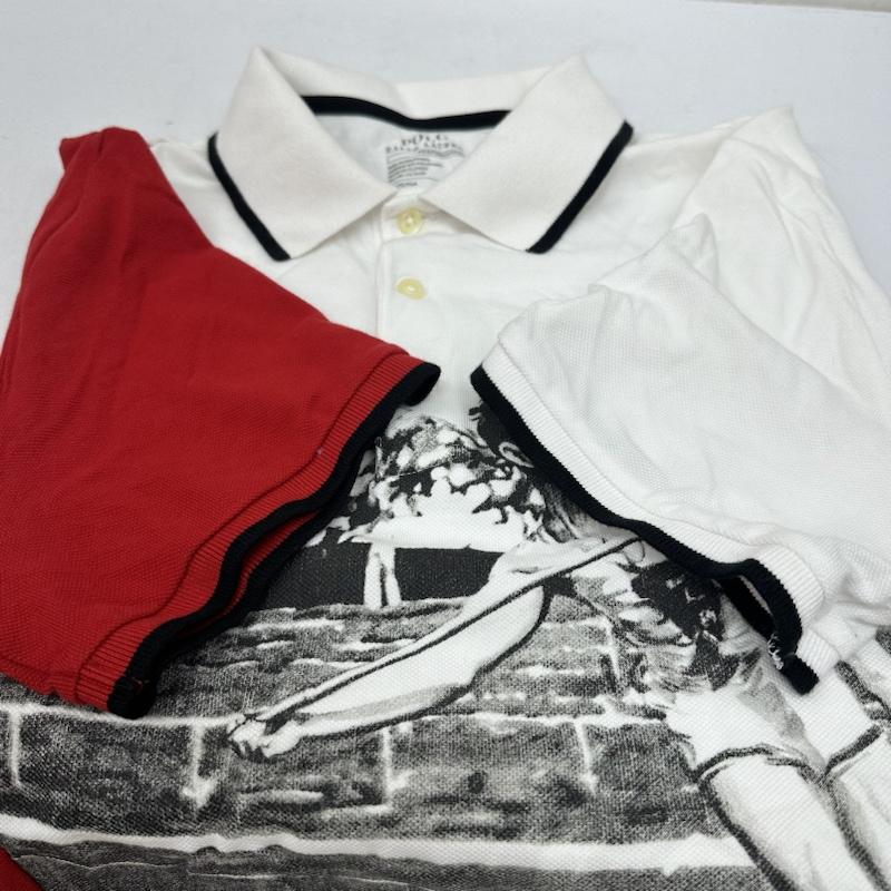 ポロラルフローレン POLO RALPH LAUREN ポロシャツ 半袖 1992 STADIUM 復刻 槍投げ プリント ポロシャツ M 白 / ホワイト / white X 赤 / レッド / red メンズ USED 古着 中古 50141345