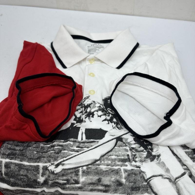ポロラルフローレン POLO RALPH LAUREN ポロシャツ 半袖 1992 STADIUM 復刻 槍投げ プリント ポロシャツ M 白 / ホワイト / white X 赤 / レッド / red メンズ USED 古着 中古 50141345
