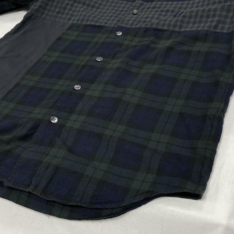 フレッドペリー FRED PERRY シャツ、ブラウス 長袖 マルチチェック 切替 ロングスリーブ ボタンダウン シャツ F4449 M チェック X ワンポイント X ロゴ、文字 X 刺繍 緑 / グリーン / green メンズ USED 古着 中古 50141350