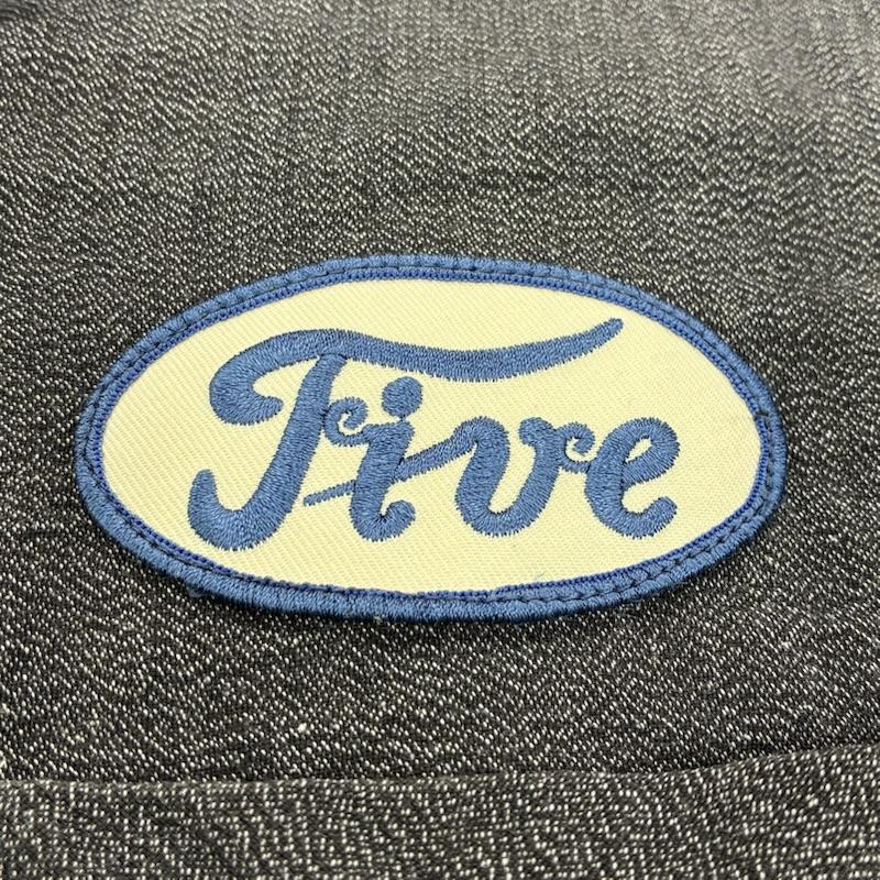 ファイブブラザー FIVE BROTHER シャツ、ブラウス 半袖 ブラック シャンブレー オープンカラー ワーク シャツ 半袖 開襟 オーバル ワッペン S ワンポイント X ロゴ、文字 チャコールグレー / チャコールグレー / メンズ USED 古着 中古 50141352