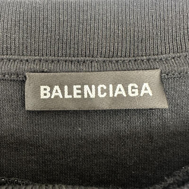 バレンシアガ BALENCIAGA Tシャツ 長袖 19AW Wave Logo ウェーブ ロゴ 総柄 ロンT DT32 583113 TFV48 1070 XS 黒 / ブラック / black X 白 / ホワイト / white メンズ USED 古着 中古 50141417