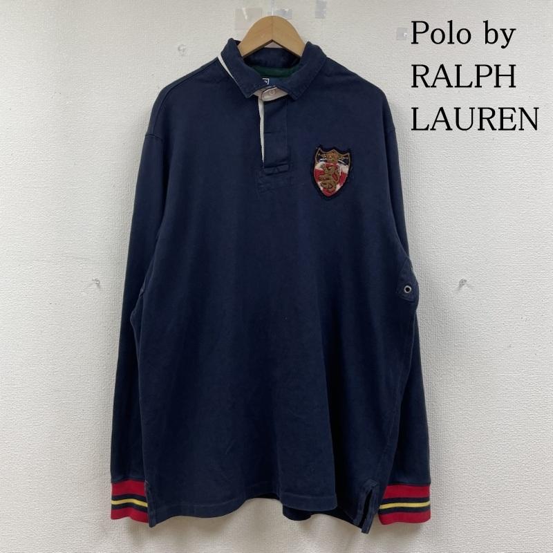 ポロバイラルフローレン Polo by RALPH LAUREN ポロシャツ 長袖 90s 00s 長袖 ポロシャツ ラガーシャツ 刺繍 エンブレム トラッド ビンテージ リブライン XL ロゴ、文字 X 刺繍 X  紺 / ネイビー / navy メンズ USED 古着 中古 50141425