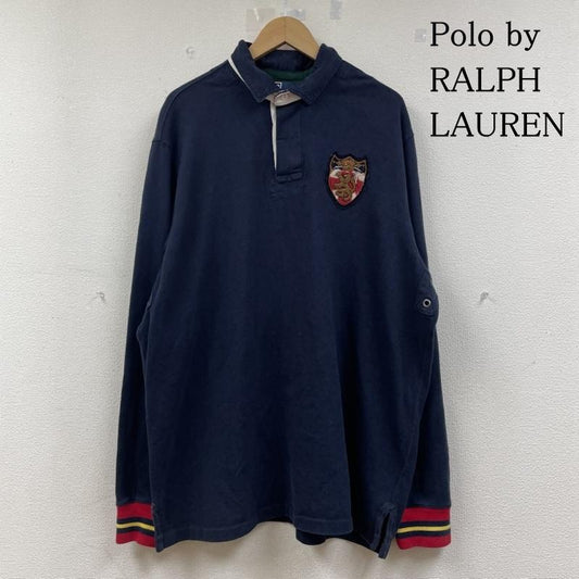 ポロバイラルフローレン Polo by RALPH LAUREN ポロシャツ 長袖 90s 00s 長袖 ポロシャツ ラガーシャツ 刺繍 エンブレム トラッド ビンテージ リブライン XL ロゴ、文字 X 刺繍 X  紺 / ネイビー / navy メンズ USED 古着 中古 50141425