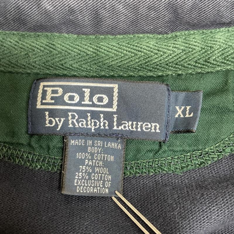 ポロバイラルフローレン Polo by RALPH LAUREN ポロシャツ 長袖 90s 00s 長袖 ポロシャツ ラガーシャツ 刺繍 エンブレム トラッド ビンテージ リブライン XL ロゴ、文字 X 刺繍 X  紺 / ネイビー / navy メンズ USED 古着 中古 50141425