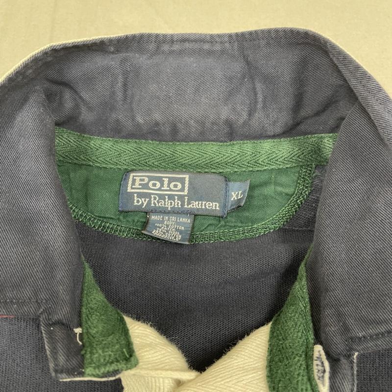 ポロバイラルフローレン Polo by RALPH LAUREN ポロシャツ 長袖 90s 00s 長袖 ポロシャツ ラガーシャツ 刺繍 エンブレム トラッド ビンテージ リブライン XL ロゴ、文字 X 刺繍 X  紺 / ネイビー / navy メンズ USED 古着 中古 50141425