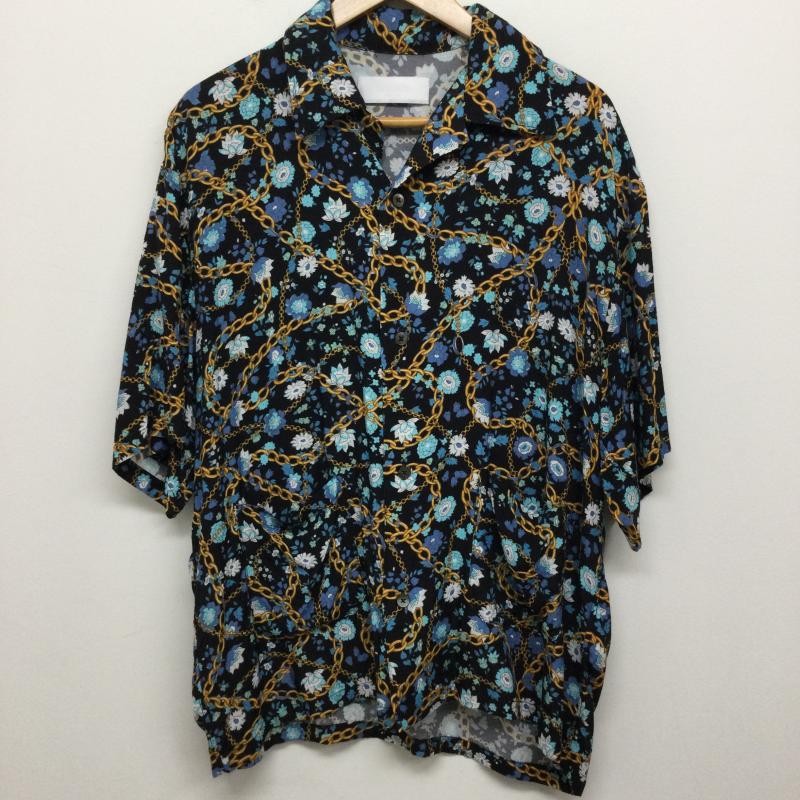 ネオンサイン NEON SIGN シャツ、ブラウス 半袖 NEONSIGN N1525 花柄 チェーン 半袖シャツ 46 花柄 紺 / ネイビー / navy メンズ USED 古着 中古 50141458
