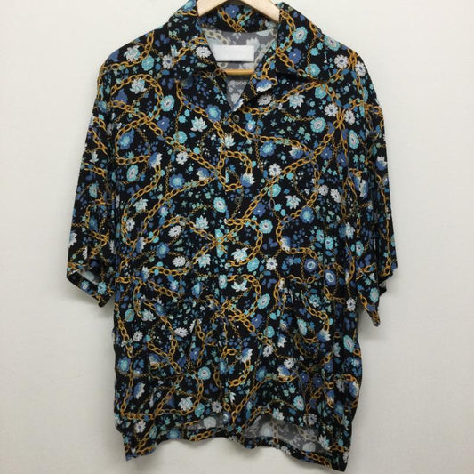 ネオンサイン NEON SIGN シャツ、ブラウス 半袖 NEONSIGN N1525 花柄 チェーン 半袖シャツ 46 花柄 紺 / ネイビー / navy メンズ USED 古着 中古 50141458