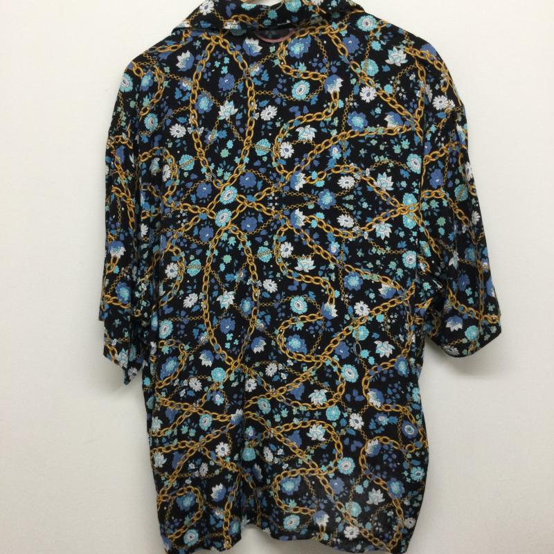 ネオンサイン NEON SIGN シャツ、ブラウス 半袖 NEONSIGN N1525 花柄 チェーン 半袖シャツ 46 花柄 紺 / ネイビー / navy メンズ USED 古着 中古 50141458