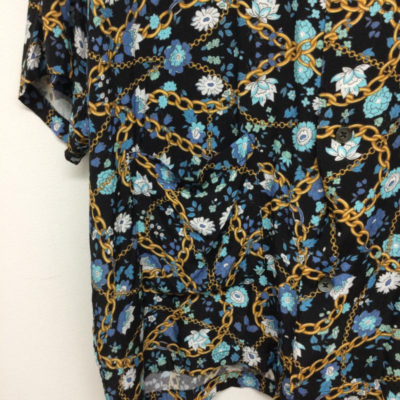ネオンサイン NEON SIGN シャツ、ブラウス 半袖 NEONSIGN N1525 花柄 チェーン 半袖シャツ 46 花柄 紺 / ネイビー / navy メンズ USED 古着 中古 50141458