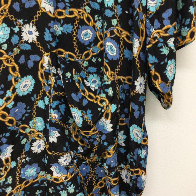 ネオンサイン NEON SIGN シャツ、ブラウス 半袖 NEONSIGN N1525 花柄 チェーン 半袖シャツ 46 花柄 紺 / ネイビー / navy メンズ USED 古着 中古 50141458