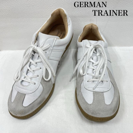ジャーマントレーナー GERMAN TRAINER スニーカー スニーカー レースアップ スニーカー トレーニング シューズ ミリタリー ガムソール スウェード レザー 26.5cm 無地 白 / ホワイト / white X 灰 / グレー / gray X ベージュ / ベージュ / beige メンズ USED 古着 中古 50141467