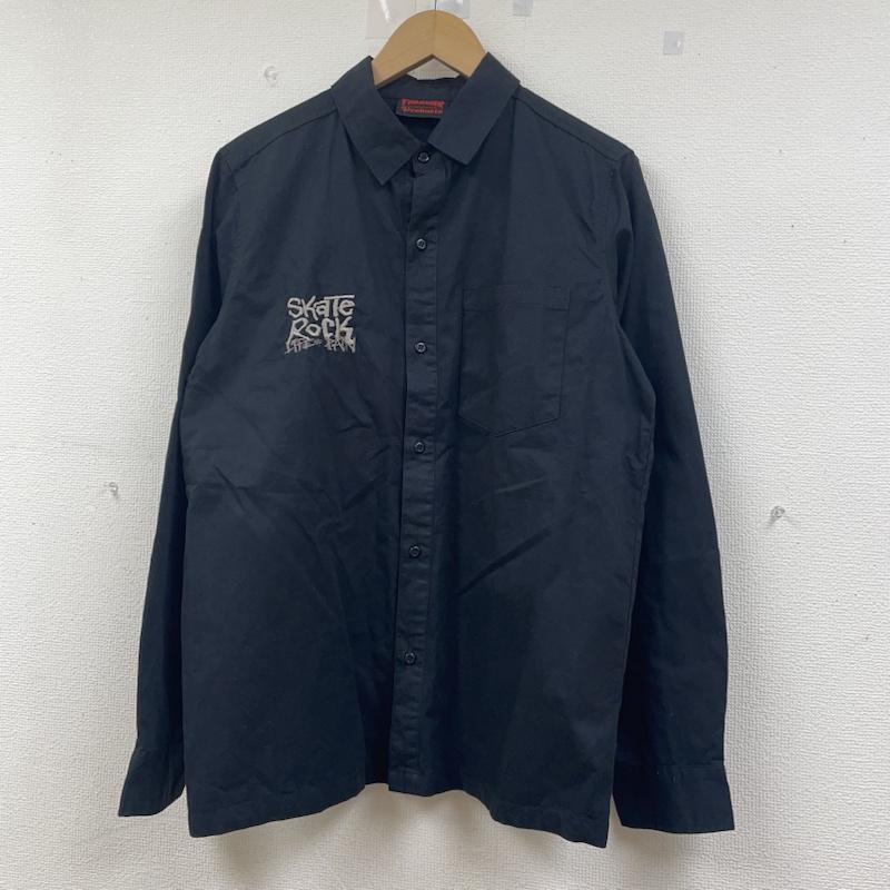 スラッシャー THRASHER シャツ、ブラウス 長袖 長袖 シャツ ブラウス ロングスリーブ skate rock スカル 刺繍 ロゴ L ロゴ、文字 X スカル X 刺繍 黒 / ブラック / black メンズ USED 古着 中古 50141476