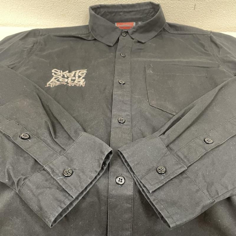 スラッシャー THRASHER シャツ、ブラウス 長袖 長袖 シャツ ブラウス ロングスリーブ skate rock スカル 刺繍 ロゴ L ロゴ、文字 X スカル X 刺繍 黒 / ブラック / black メンズ USED 古着 中古 50141476