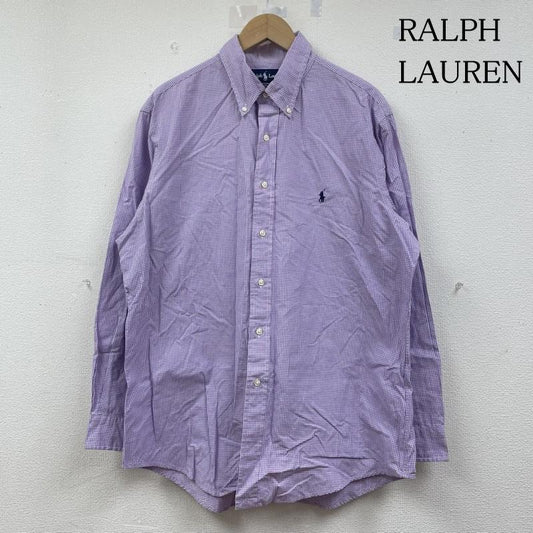 ラルフローレン RALPHLAUREN シャツ、ブラウス 長袖 CLASSIC FIT 長袖 ボタンダウン シャツ ブラウス チェック柄 サイズ17/43 - ロゴ、文字 X 刺繍 X ワンポイント X チェック 白 / ホワイト / white X 紫 / パープル / purple メンズ USED 古着 中古 50141479