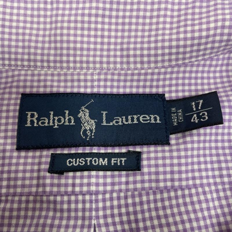 ラルフローレン RALPHLAUREN シャツ、ブラウス 長袖 CLASSIC FIT 長袖 ボタンダウン シャツ ブラウス チェック柄 サイズ17/43 - ロゴ、文字 X 刺繍 X ワンポイント X チェック 白 / ホワイト / white X 紫 / パープル / purple メンズ USED 古着 中古 50141479