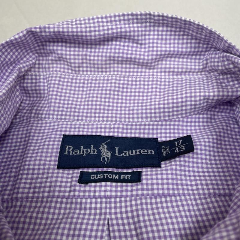 ラルフローレン RALPHLAUREN シャツ、ブラウス 長袖 CLASSIC FIT 長袖 ボタンダウン シャツ ブラウス チェック柄 サイズ17/43 - ロゴ、文字 X 刺繍 X ワンポイント X チェック 白 / ホワイト / white X 紫 / パープル / purple メンズ USED 古着 中古 50141479