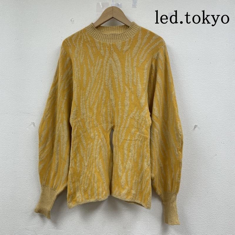 古着 USED ニット、セーター 長袖 led.tokyo ゼブラ柄 ジャガード フロント スリット ニット セーター A22k031 38 総柄 X ゼブラ柄 黄 / イエロー / yellow レディース USED 古着 中古 50141486