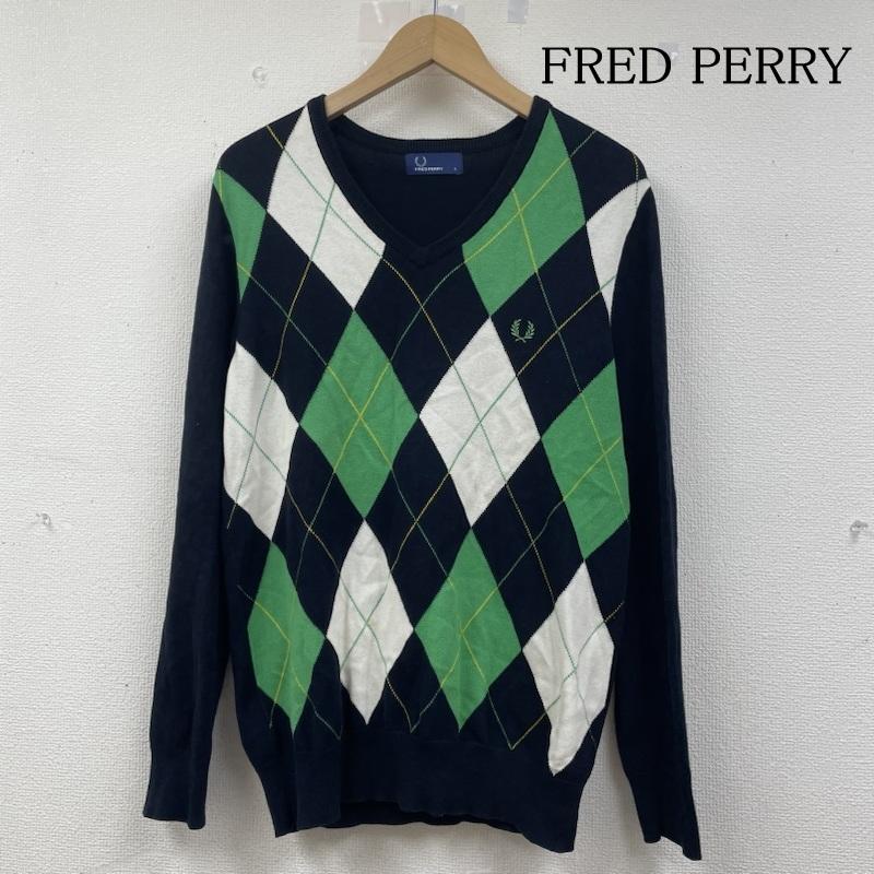 フレッドペリー FRED PERRY ニット、セーター 長袖 アーガイル ウール ニット Vネック セーター 長袖 ワンポイント ロゴ 刺繍 S アーガイル柄 マルチカラー / マルチカラー / multicolor メンズ USED 古着 中古 50141496