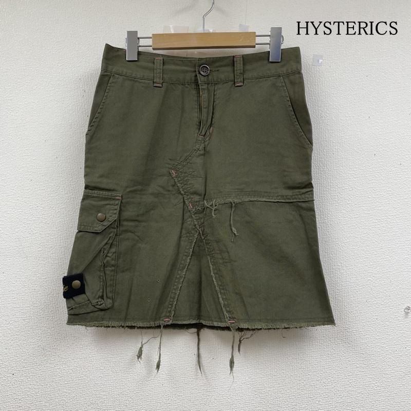 ヒステリックス HYSTERICS スカート ひざ丈スカート プリント ワッペン 刺繍 パッチ ミリタリー スカート ジップフライ タイト M ロゴ、文字 X 刺繍 X プリント カーキ / カーキ / khaki レディース USED 古着 中古 50141535