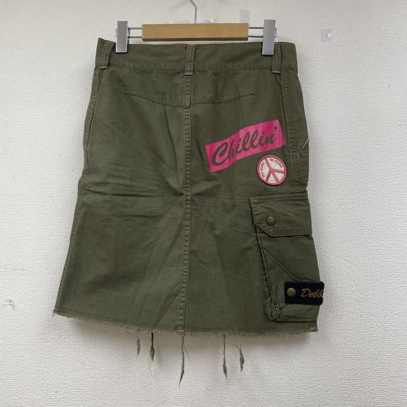 ヒステリックス HYSTERICS スカート ひざ丈スカート プリント ワッペン 刺繍 パッチ ミリタリー スカート ジップフライ タイト M ロゴ、文字 X 刺繍 X プリント カーキ / カーキ / khaki レディース USED 古着 中古 50141535