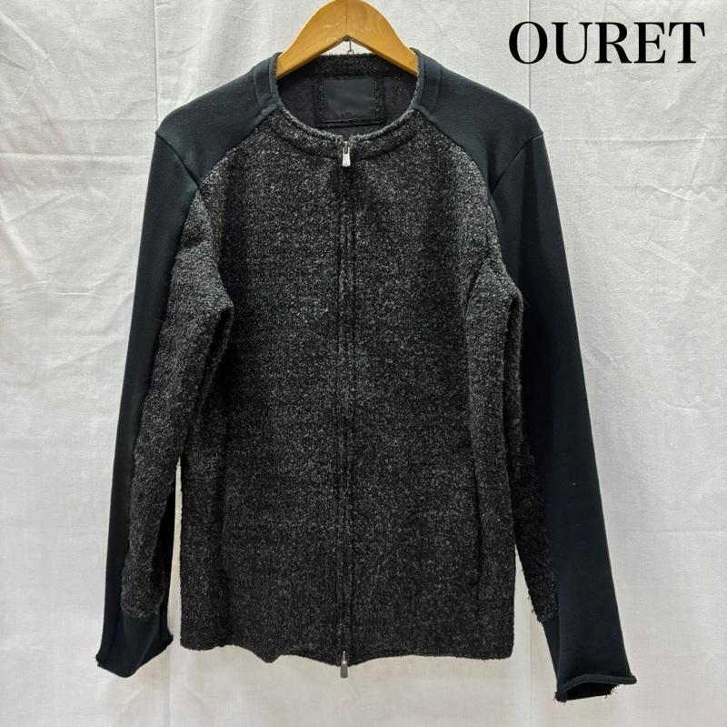 オーレット OURET ジャケット、上着 ジャンパー、ブルゾン シングルライダース ウール×ポリエステル ラグランスリーブ ブラック×チャコールグレー 日本製 無地 黒 / ブラック / black X チャコールグレー / チャコールグレー / メンズ USED 古着 中古 50141549