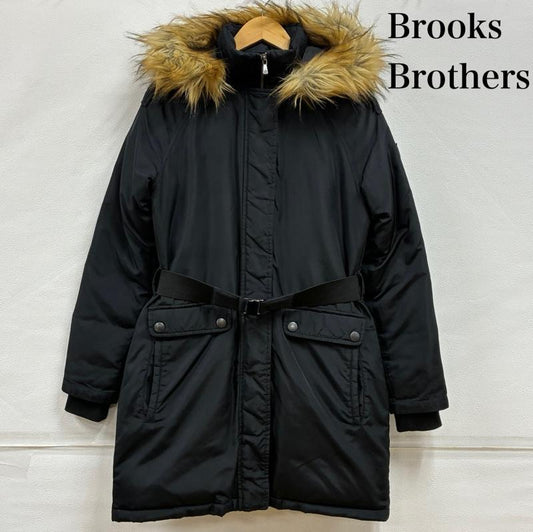 ブルックス ブラザーズ BROOKS BROTHERS ジャケット、上着 ダウンジャケット 2WAY フーデッド ダウンジャケット コート ベルト付き エポレット Aライン ファー ミリタリー S 黒 / ブラック / black レディース USED 古着 中古 50141564