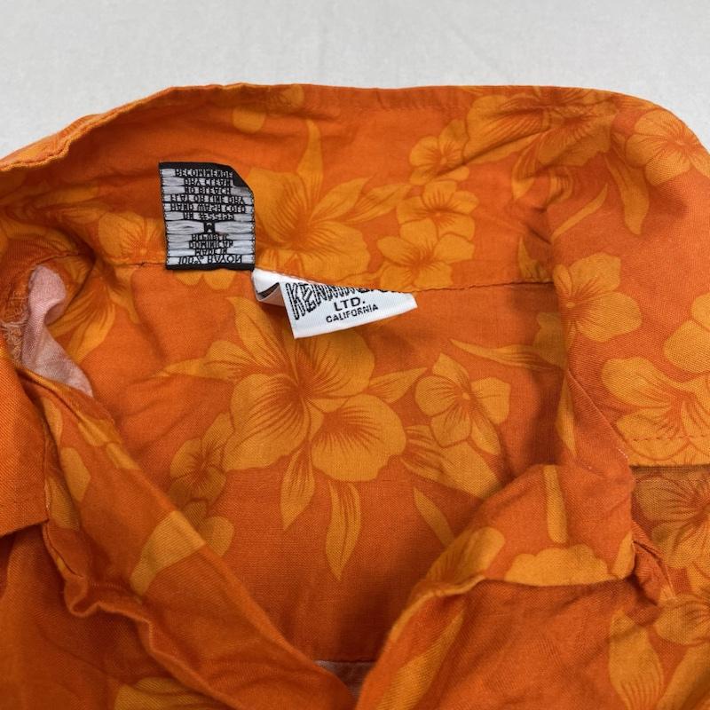ケニントン KENNINGTON シャツ、ブラウス 半袖 90s オープンカラー 開襟 半袖 シャツ ブラウス Shirt デザインシャツ アロハシャツ ハイビスカス柄 総柄 M 総柄 X 花柄 X プリント 橙 / オレンジ / orange メンズ USED 古着 中古 50141577