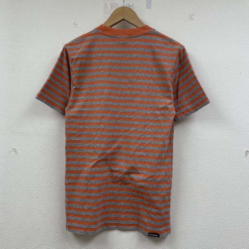 ヒステリック HYSTERIC Tシャツ 半袖 ヒステリックグラマー ボーダー 半袖 Tシャツ クルーネック カットソー 刺繍 スカル FREE ボーダー柄 X ロゴ、文字 X スカル X 刺繍 灰 / グレー / gray X 橙 / オレンジ / orange メンズ USED 古着 中古 50141589