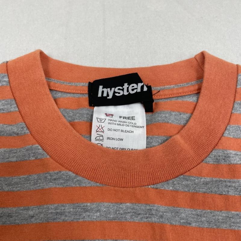 ヒステリック HYSTERIC Tシャツ 半袖 ヒステリックグラマー ボーダー 半袖 Tシャツ クルーネック カットソー 刺繍 スカル FREE ボーダー柄 X ロゴ、文字 X スカル X 刺繍 灰 / グレー / gray X 橙 / オレンジ / orange メンズ USED 古着 中古 50141589