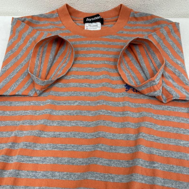 ヒステリック HYSTERIC Tシャツ 半袖 ヒステリックグラマー ボーダー 半袖 Tシャツ クルーネック カットソー 刺繍 スカル FREE ボーダー柄 X ロゴ、文字 X スカル X 刺繍 灰 / グレー / gray X 橙 / オレンジ / orange メンズ USED 古着 中古 50141589