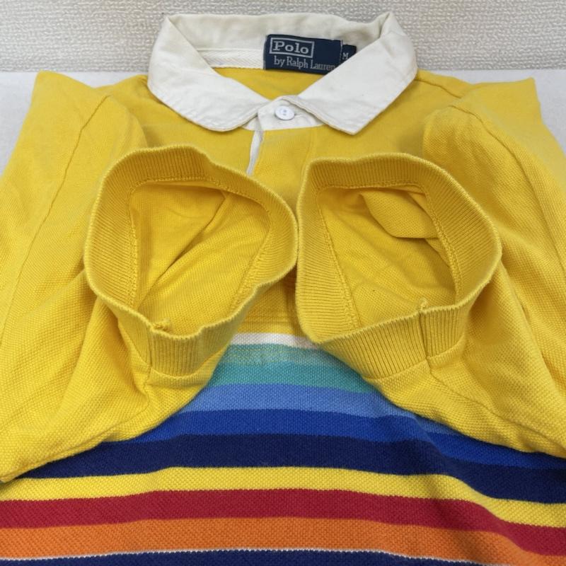ポロバイラルフローレン Polo by RALPH LAUREN ポロシャツ 半袖 半袖 ポロシャツ ロゴ 刺繍 ワンポイント ボタン ショートスリーブ ボーダー柄 レインボー M ロゴ、文字 X 刺繍 X ボーダー柄 黄 / イエロー / yellow X マルチカラー / マルチカラー / multicolor メンズ USED 古着 中古 50141674