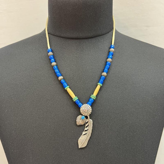 インディアンジュエリー Indian Jewelry アクセサリー ネックレス、ペンダント SILVER シルバー 925 フェザー ビーズ ネックレス ターコイズ コンチョ - メンズ USED 古着 中古 50141688