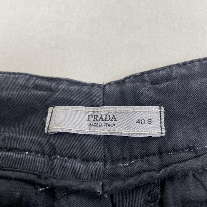 プラダ PRADA パンツ ワークパンツ、ペインターパンツ スラックス ジップフライ コットン 裾ボタン スリム スラックス パンツ S 無地 紺 / ネイビー / navy レディース USED 古着 中古 50141704